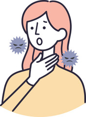 喉に違和感がある女性　シンプルイラスト