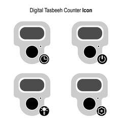 Digital counter icon color white black and gray with filled icon style