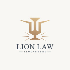 Lion law logo design with modern abstract concept