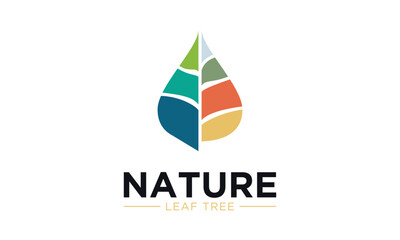 Abstract salon logo with nature design template, green color, nature leaf logo icon vector isolated