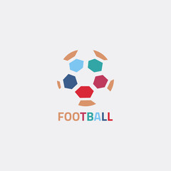 Football tournament logo with colorful abstract ball shape.