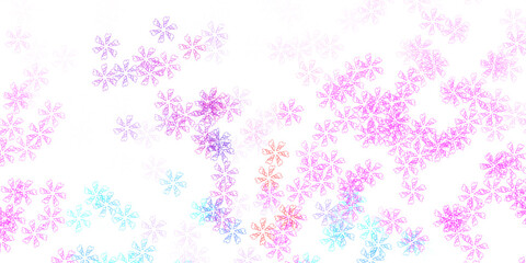 Light blue, red vector abstract background with leaves.