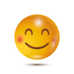 Smile. 3D stylized vector icon. smiling emoticon character design. 3D emoticon for web. for emoticon characters design collection. for interface
