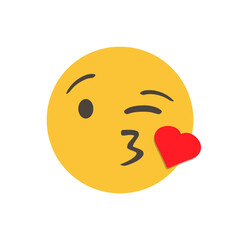 Kissing heart, used to convey a goodbye to a very close one. funny yellow emoticon. realistic emoticon. 3D emoticon for web. for emoticon characters design collection. for interface