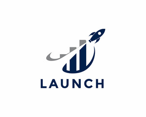 rocket and beam vector illustration financial logo design