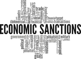 Fototapeta na wymiar Economic Sanctions word cloud conceptual design isolated on white background.