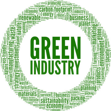 Green Industry word cloud conceptual design isolated on white background.