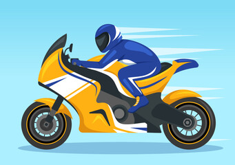 Fototapeta na wymiar Racing Motosport Speed Bike Template Hand Drawn Cartoon Flat Illustration for Competition or Championship Race by Wearing Sportswear and Equipment