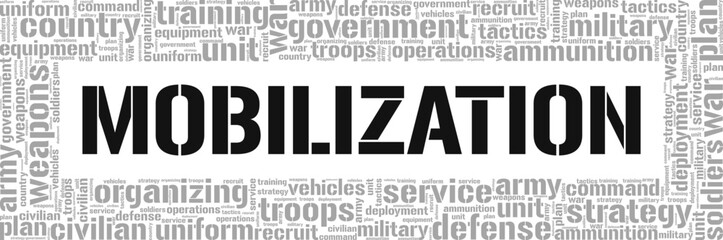 Mobilization word cloud conceptual design isolated on white background.