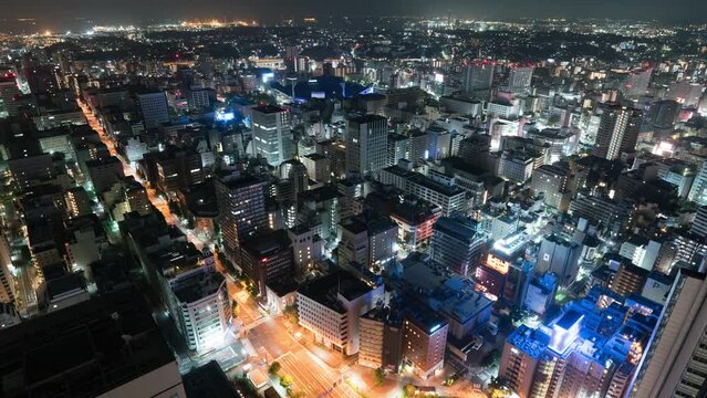 Time lapse overview of congested city lights in Yokohama, Japan