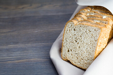 meal organic whole grain sliced ​​bread with oats on dining room