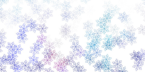 Light blue, red vector doodle texture with flowers.