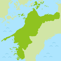 Naklejka premium 愛媛県の地図のイラスト