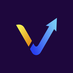 letter V logo with arrow shape design