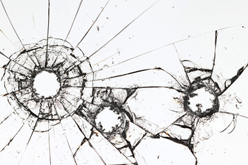 group of bullet holes on the glass abstract background window