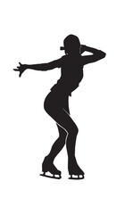 Fototapeta na wymiar female ice skating athlete vector silhouette on white