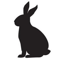 Cute rabbit silhouette vector on white background