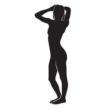 The silhouette of a sweet lady, she is standing in a sexy pose.