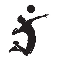 Vector silhouettes of man's beach volleyball. jump smash athlete on white background.