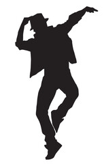 Male breakdancing vector silhouette on white