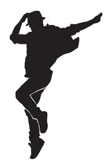 Male breakdancing vector silhouette on white