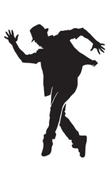 Male breakdancing vector silhouette on white