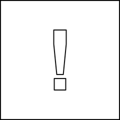 Exclamation mark, Attention sign, Caution icon, Hazard warning symbol, vector mark symbols. Black outline design. Isolated icon.