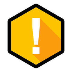 Exclamation mark, Attention sign, Caution icon, Hazard warning symbol, vector mark symbols Yellow style. Black stroke design. Isolated icon.