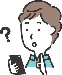 スマホでわからないことがある男性のイラスト