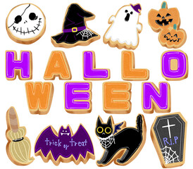 HALLOWEENのキャラクターセット　アイシングクッキー風