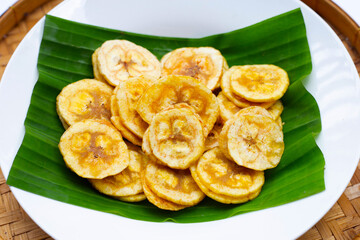 Banana stuffed with tamarind. Fruit snack