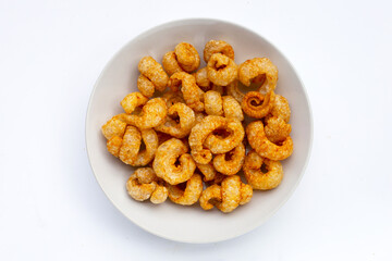 Crispy pork rinds or pork snack.