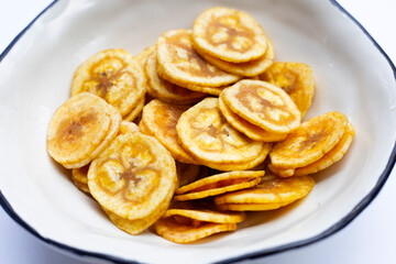 Banana stuffed with tamarind. Fruit snack