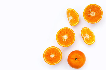 Fresh orange citrus fruit isolated on white background. Juicy, sweet and high vitamin C