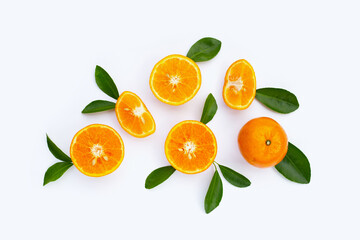 Fresh orange citrus fruit isolated on white background. Juicy, sweet and high vitamin C