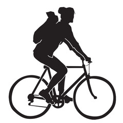 People on bike silhouette, bicycle athlete on white