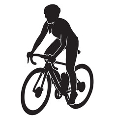 Fototapeta na wymiar People on bike silhouette, bicycle athlete on white