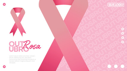 outubro rosa breast cancer awareness month banner template - obrazy, fototapety, plakaty