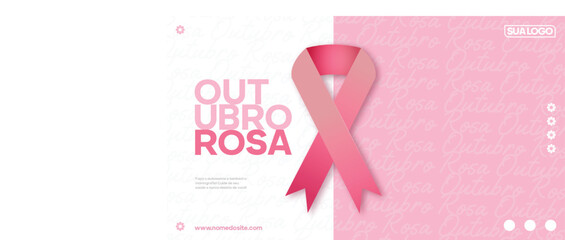 brazil breast cancer awareness month outubro rosa, banner design - obrazy, fototapety, plakaty