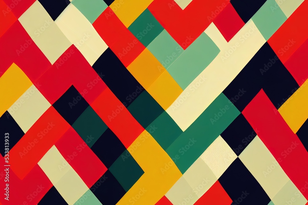 Poster seamless retro multicolored pattern with teardrop squares on white background. abstract concentric d