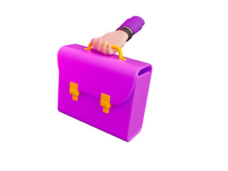 Hand Gesture with Office Briefcase Icon Isolated 3d Render Illustration