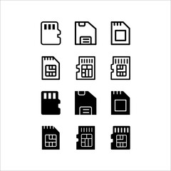 Memory card icon set on white background. Vector illustration.