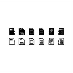 Fototapeta premium Memory card icon set on white background. Vector illustration.