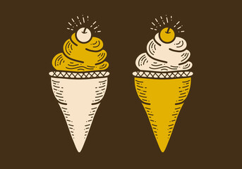 delicious ice cream vintage retro art illustration
