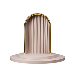 Transparent product display podium in room with for product presentation 3d rendering