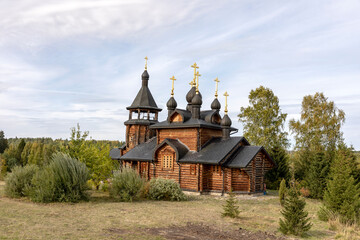 Fototapeta na wymiar The church in the name of all the saints in the land of Siberia shone. Merkushino