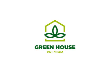 Plant green house logo design vector illustration