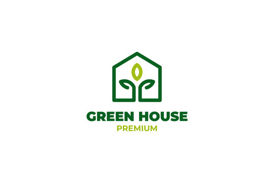 Plant green house logo design vector illustration