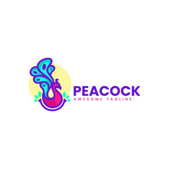 Vector Logo Illustration Peacock Simple Mascot Style