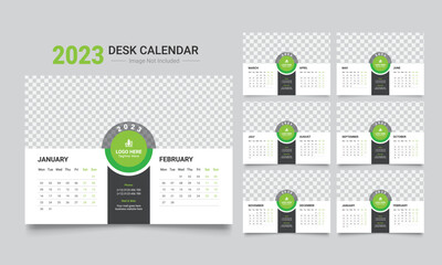 2023 Desk Calendar Design Vector Template. - obrazy, fototapety, plakaty
